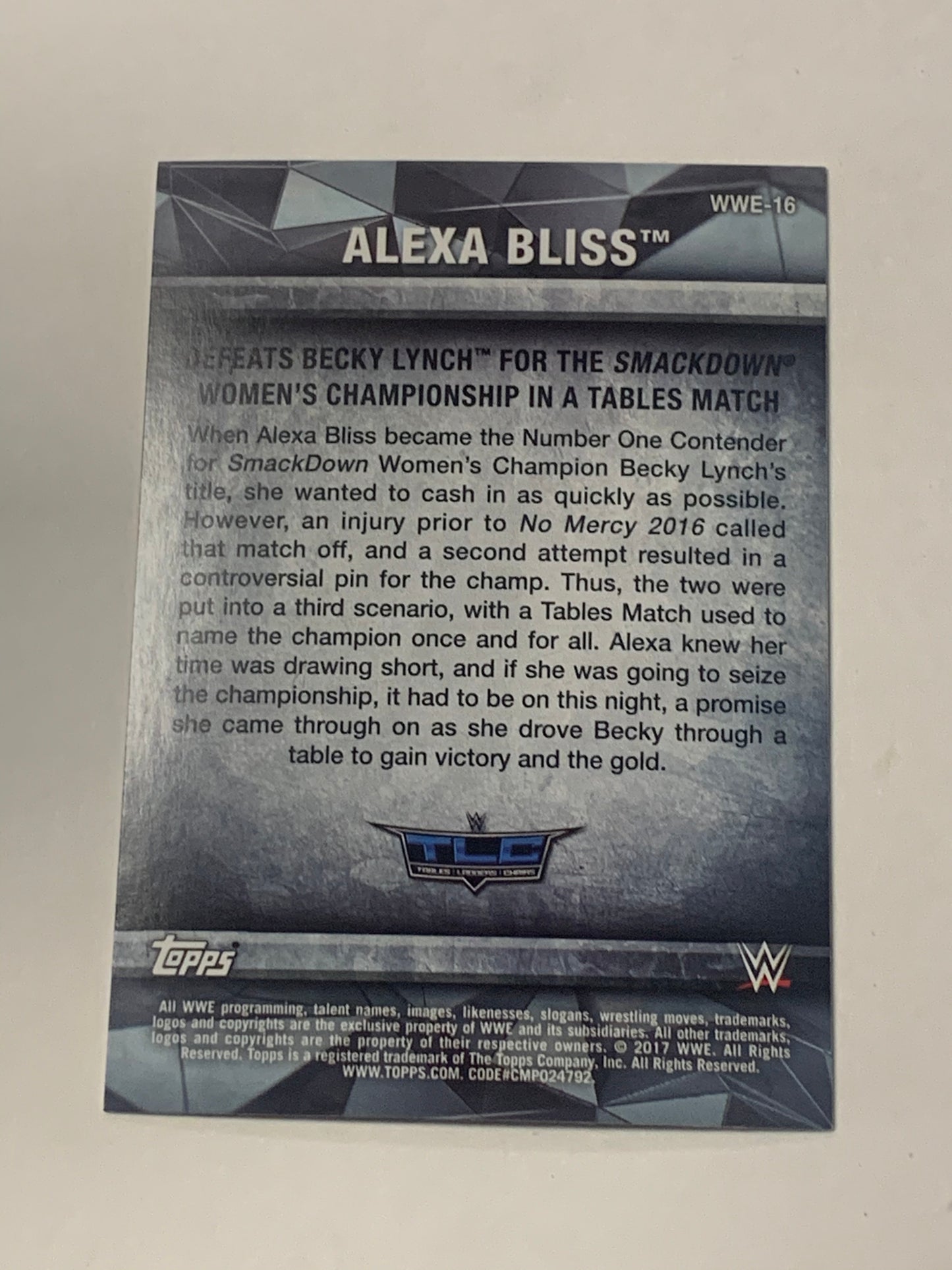 Alexa Bliss 2017 WWE Topps TLC Card