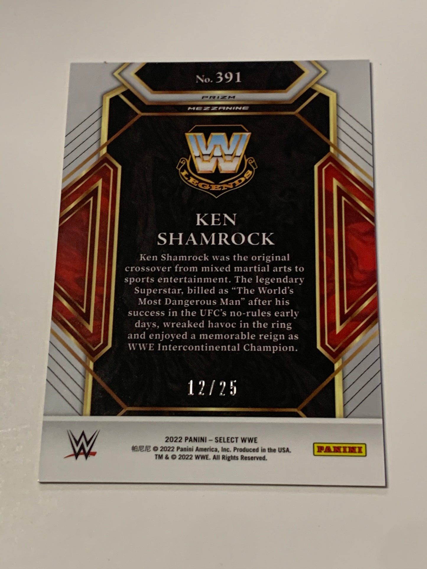 Ken Shamrock 2022 WWE Select Mezzanine Tie-Dye Prizm Refractor #12/25