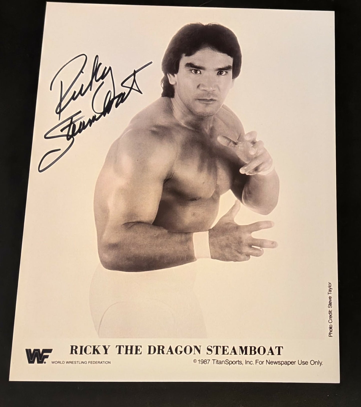 Ricky Steamboat Pose 3 Signed Classic WWF Photo COA