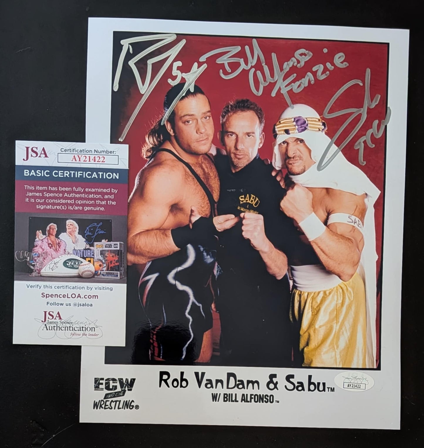 RVD Bill Alfonso Sabu Triple Signed Photo JSA COA