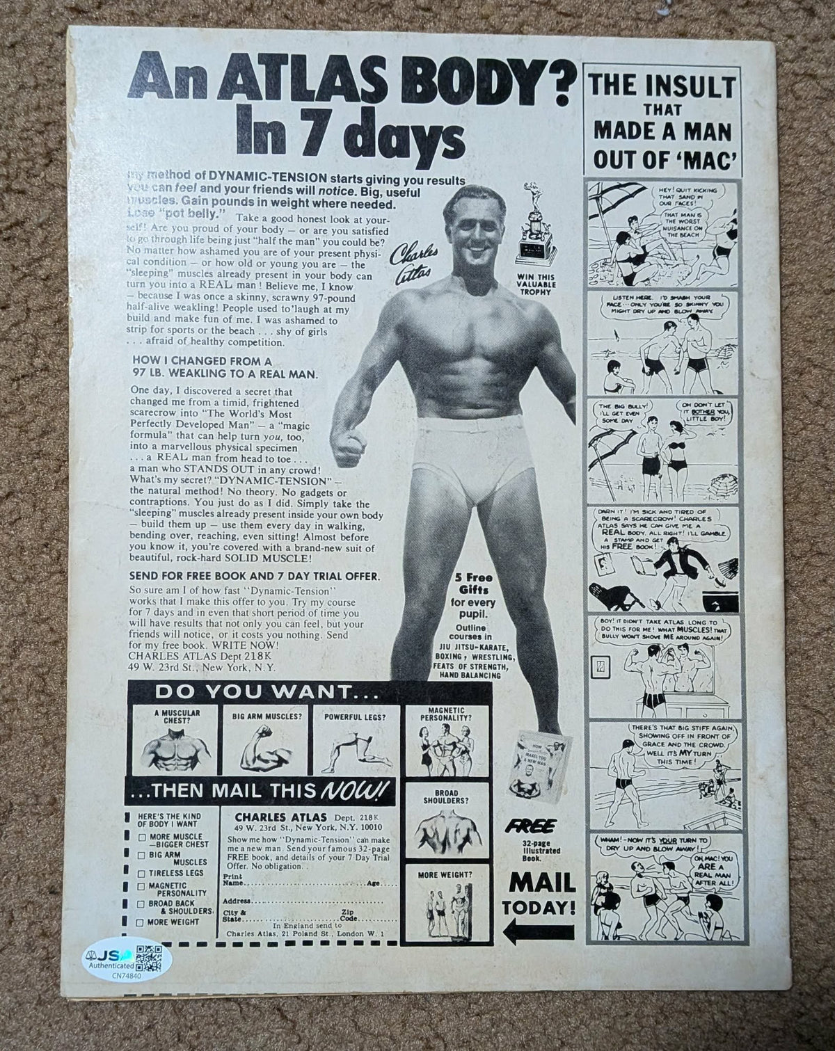 The Wrestler Magazine October 1977 Bruno Sammartino Signed JSA COA