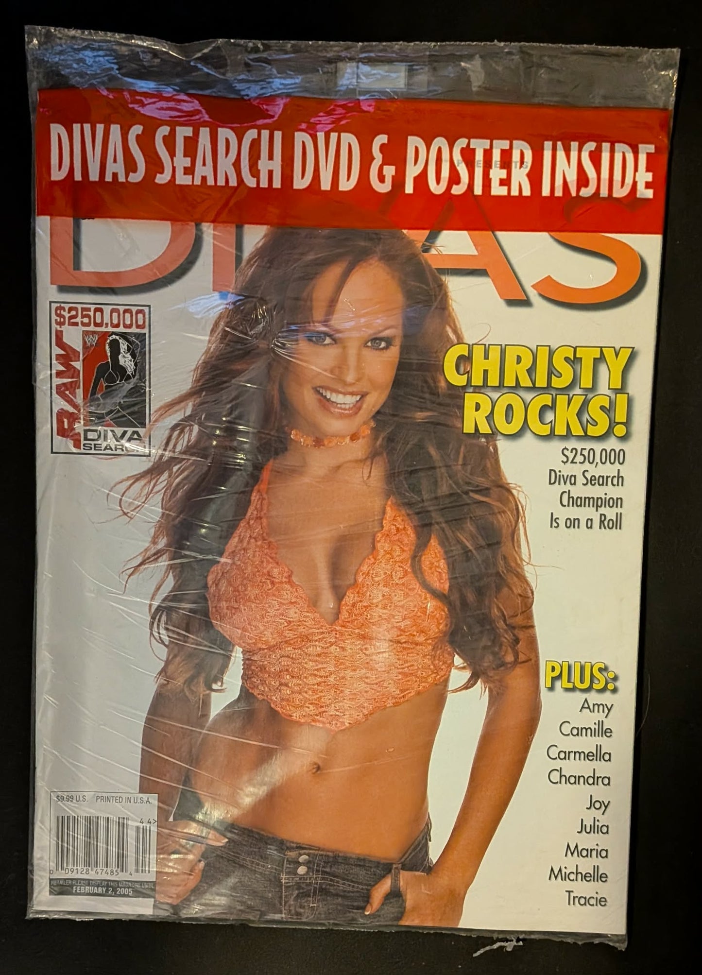 WWE Raw Magazine Divas Search DVD Poster February 2005 Christy Hemme SEALED