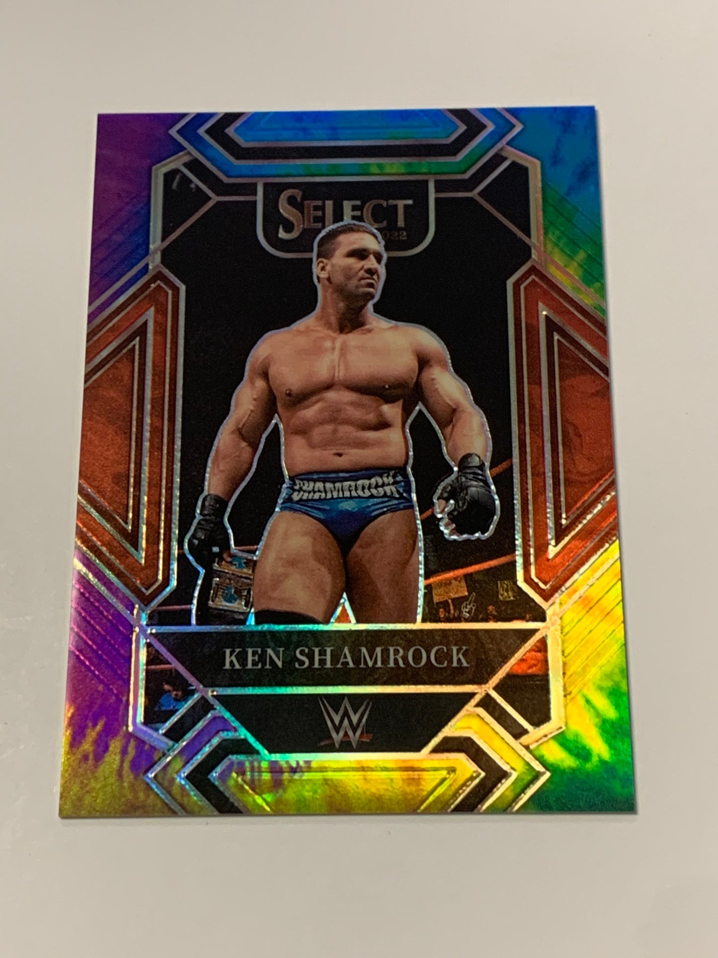 Ken Shamrock 2022 WWE Select Mezzanine Tie-Dye Prizm Refractor #12/25