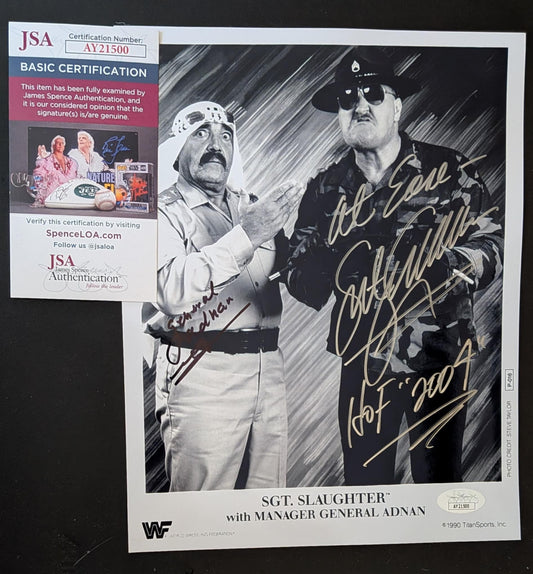 Sgt Slaughter & General Adnan Dual Signed Photo JSA COA