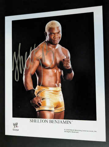 Shelton Benjamin Pose 1 Signed Photo COA (GOLD INK)