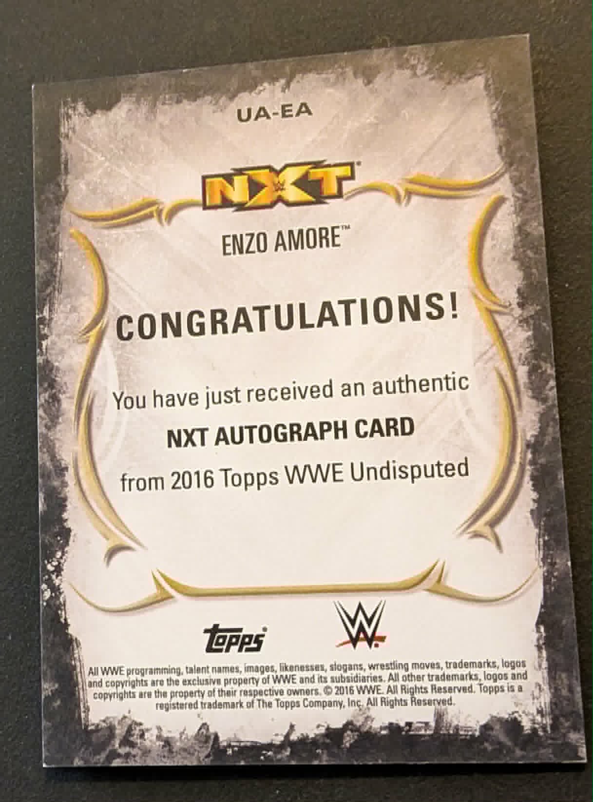 Enzo Amore 2016 Signed Topps Undisputed Autograph NXT Serial #/99