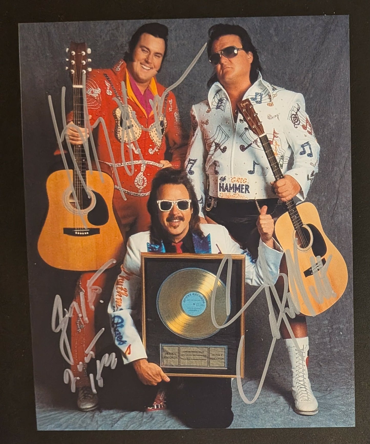 Honky Tonk Man Greg Valentine Jimmy Hart Triple Signed Photo COA