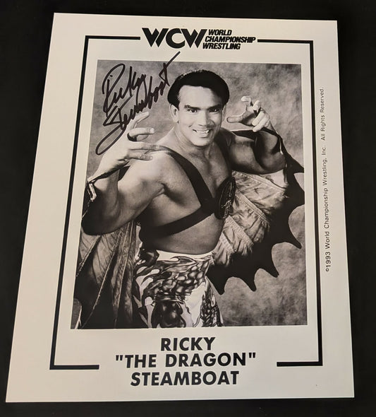 Ricky Steamboat Pose 5 Signed Classic WCW Photo COA