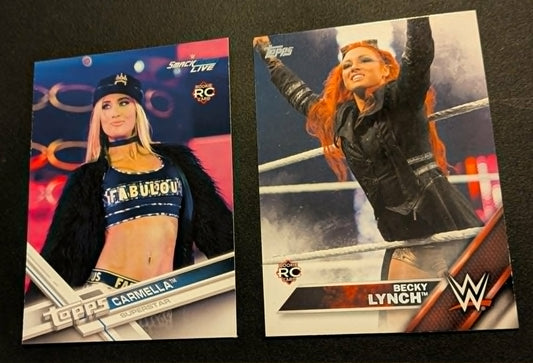Becky Lynch #5 2016 Topps & 2017 Carmella #38 Rookie Lot
