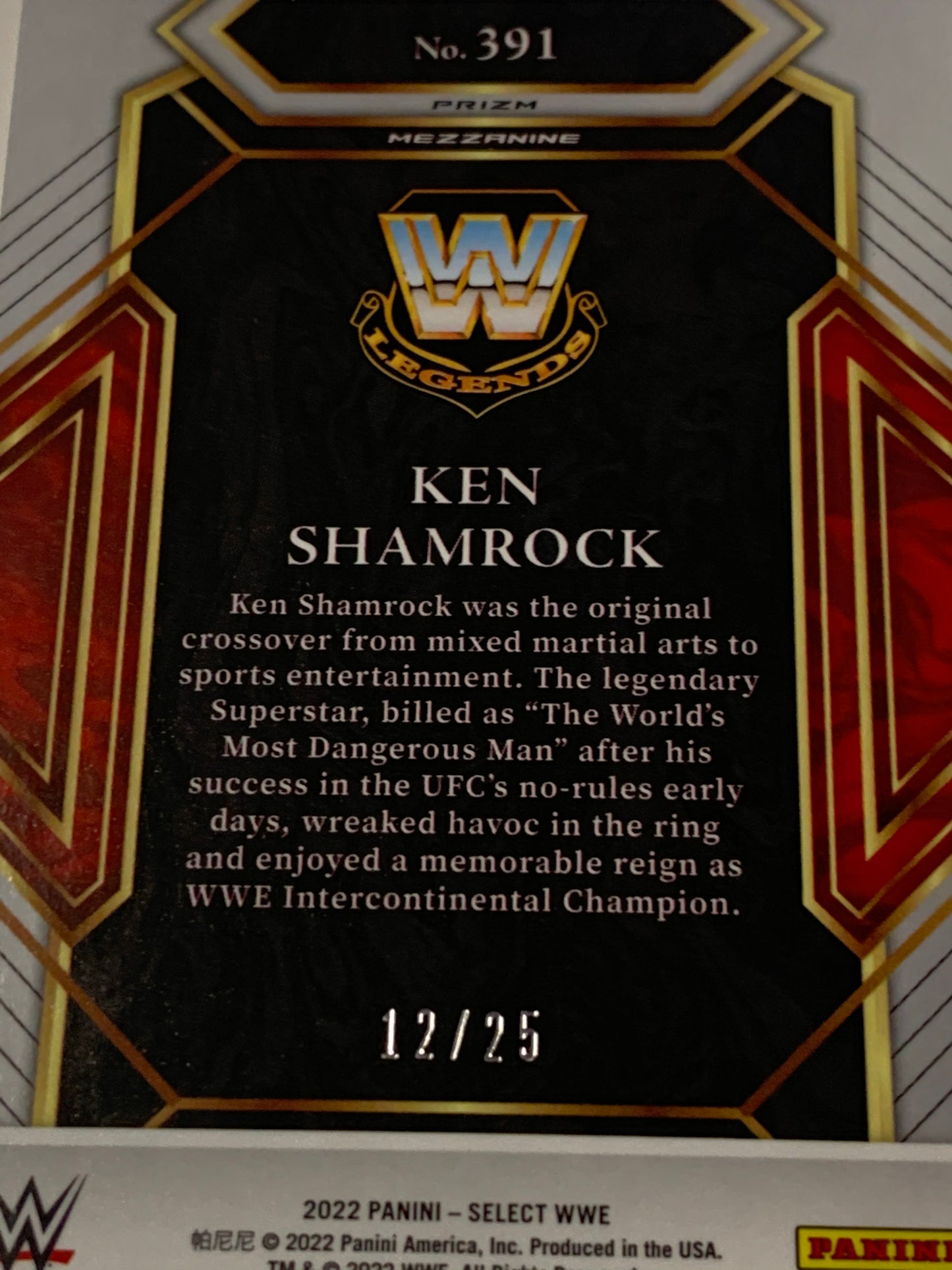 Ken Shamrock 2022 WWE Select Mezzanine Tie-Dye Prizm Refractor #12/25
