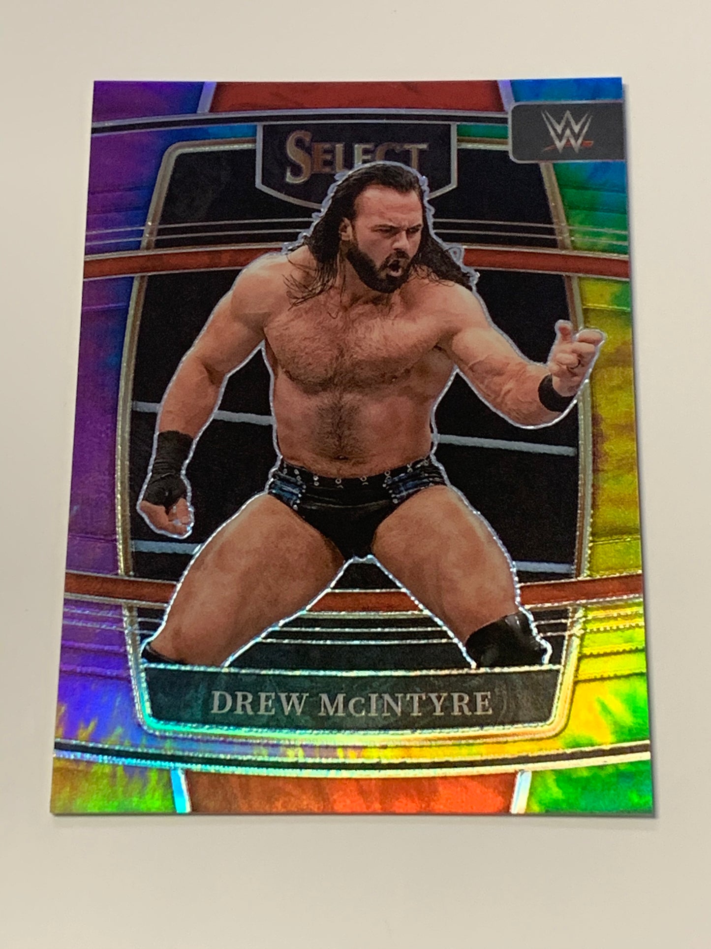 Drew McIntyre 2022 WWE Select Mezzanine Tie-Dye Prizm Refractor #14/25