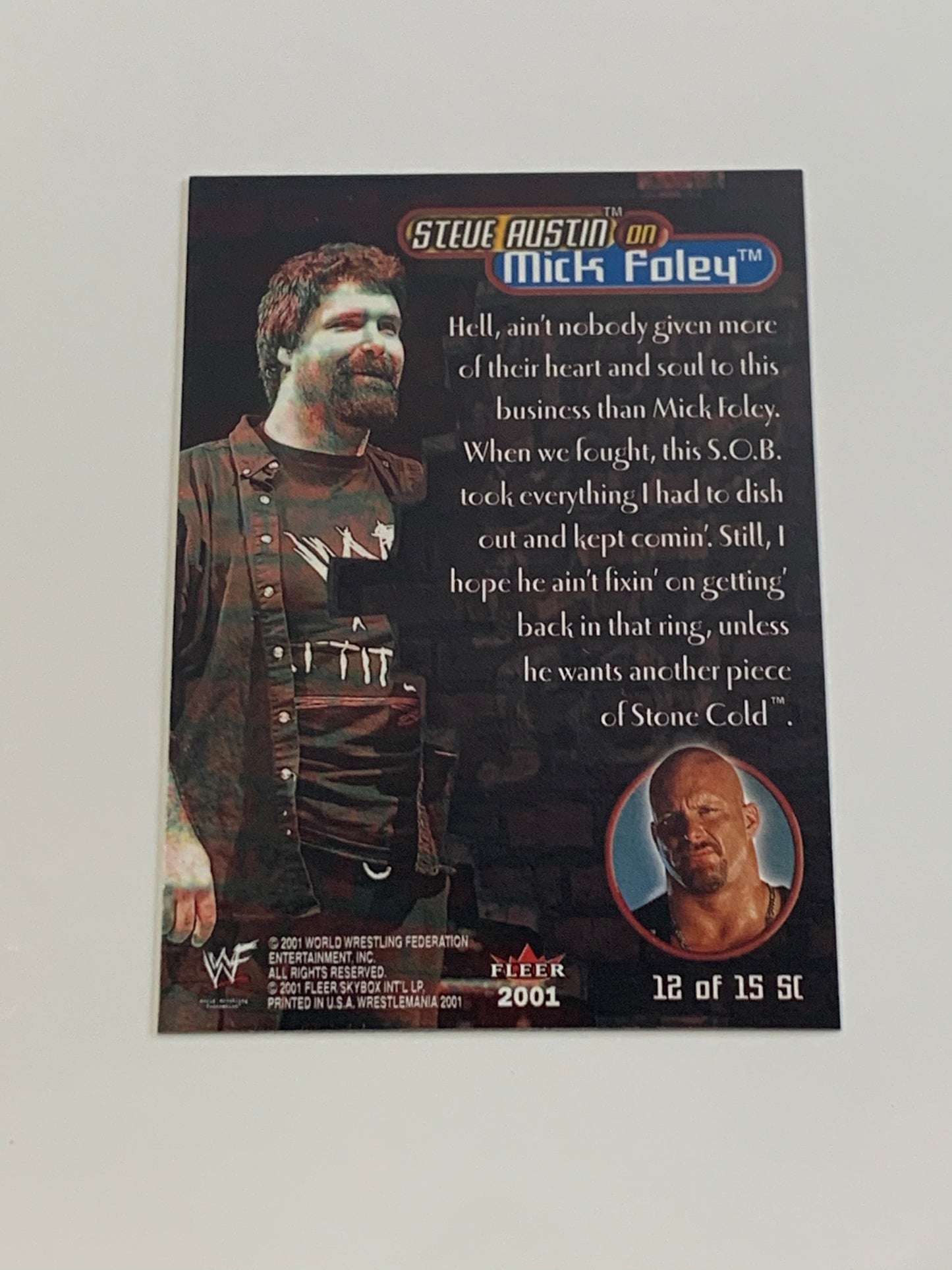 Mick Foley “Stone Cold Said So” Insert Card 2001 WWE
