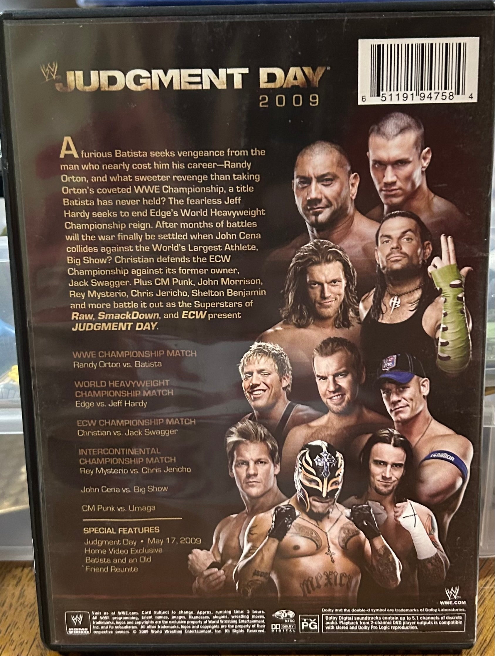 WWE Judgement Day 2009” DVD (Jeff Hardy, John Cena, CM Punk & so