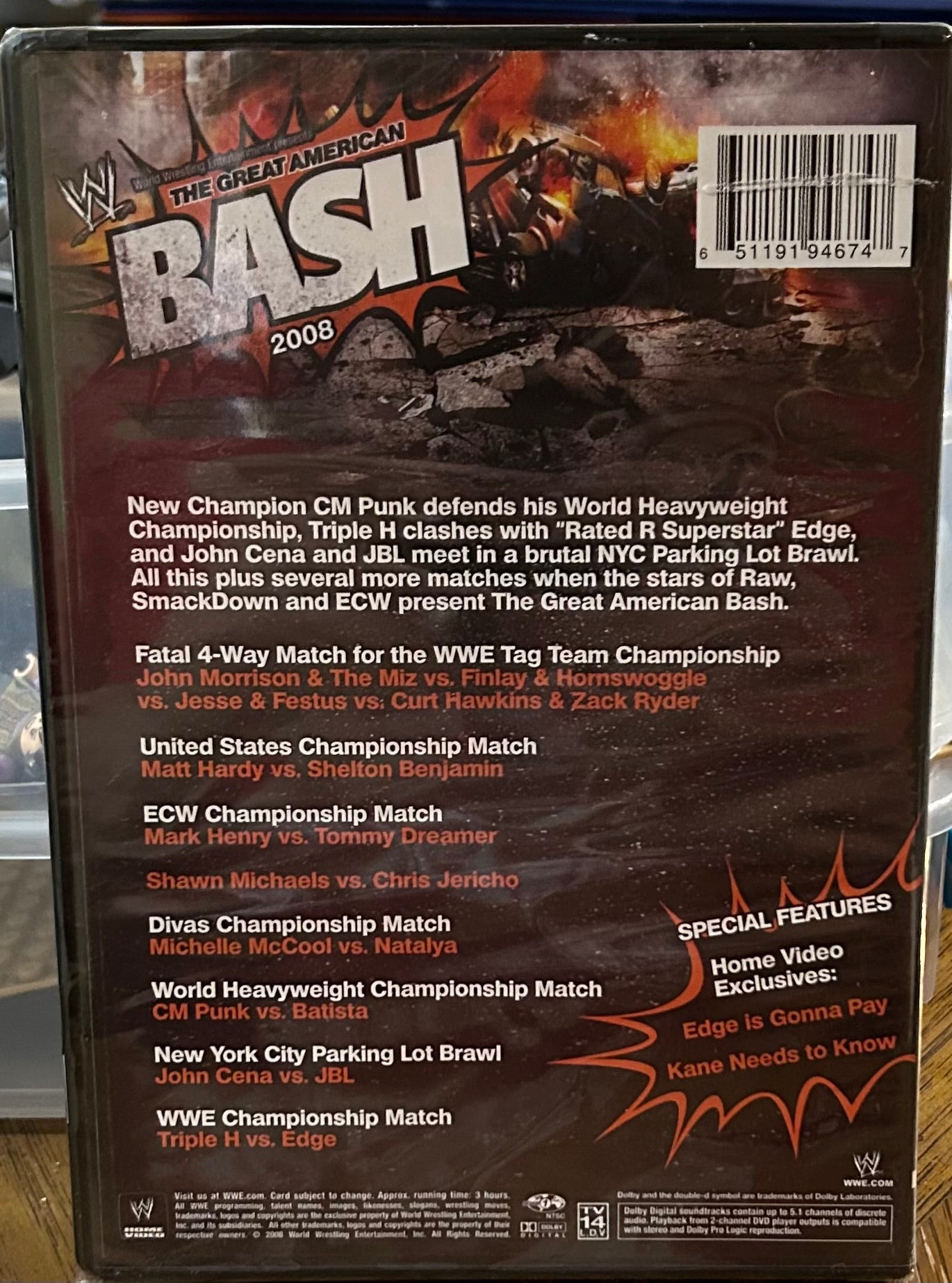 * WWE “The Great American Bash 2008” DVD (Sealed)