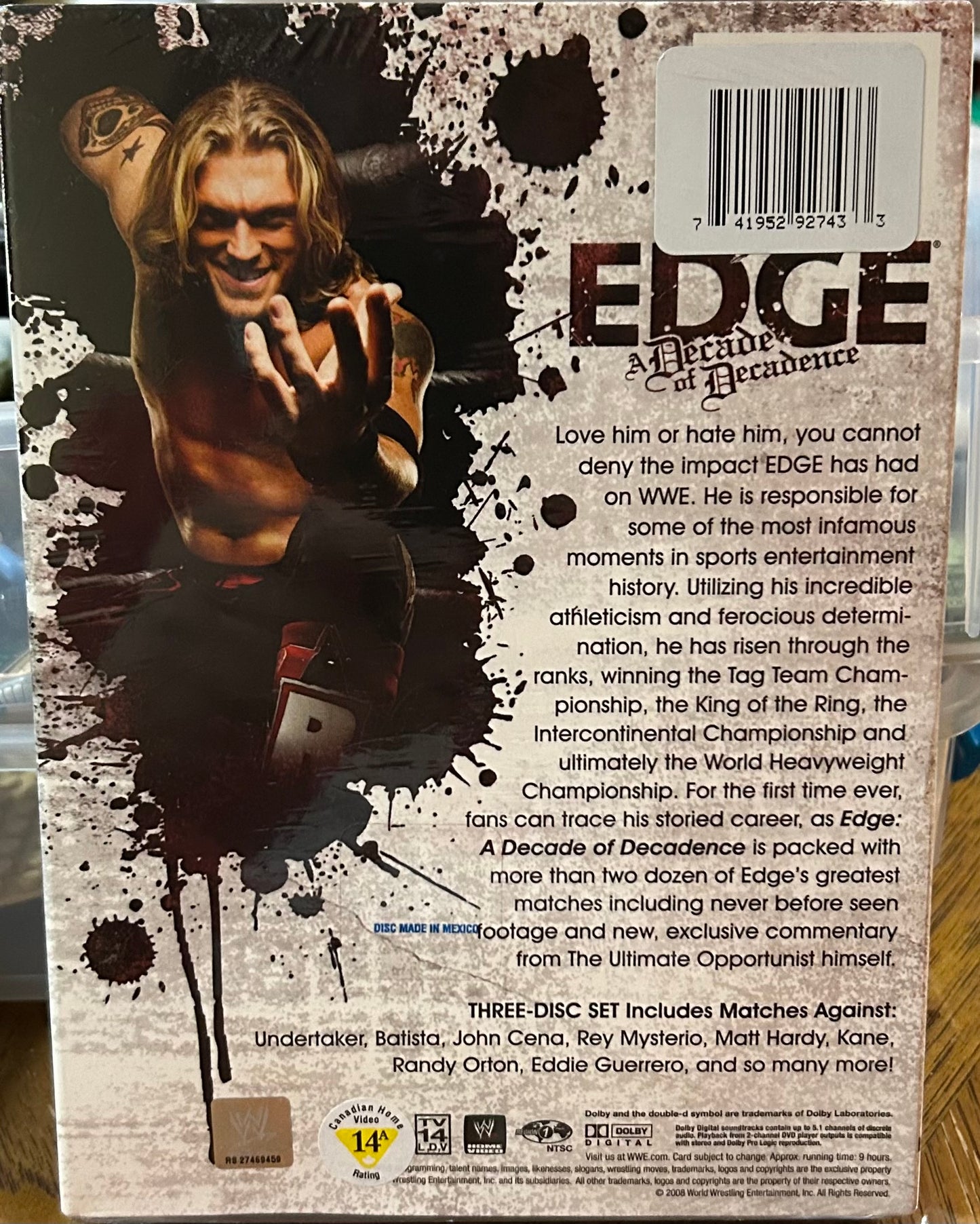 * WWE “Edge, Decade of Decadence” DVD (3- Disc Set) SEALED