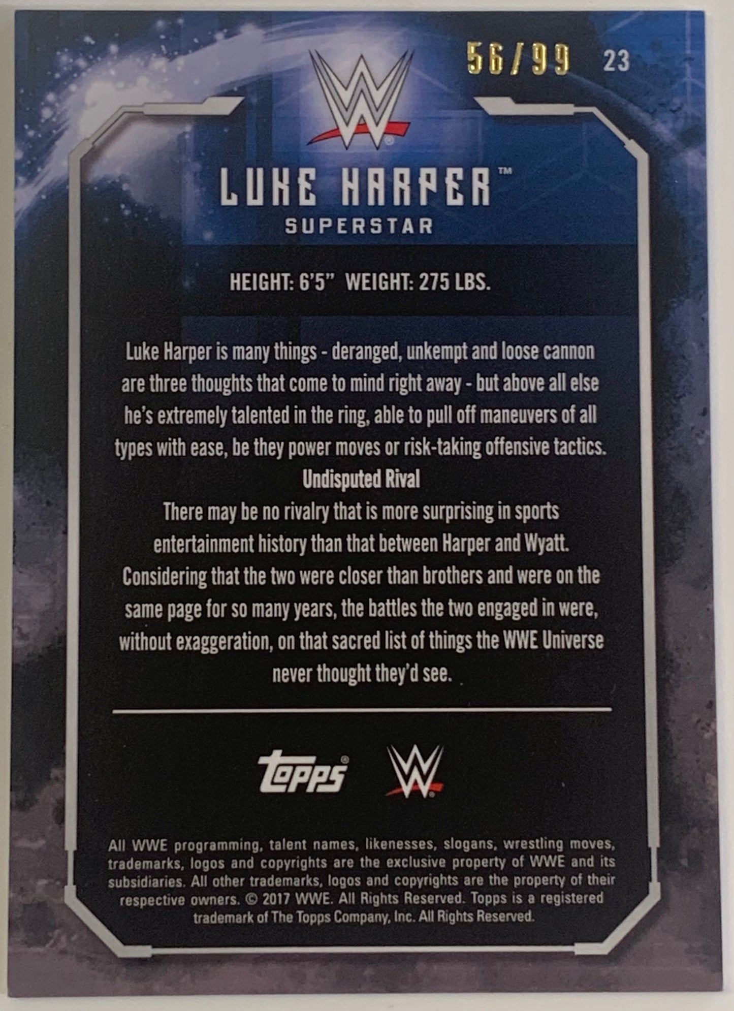Luke Harper aka Brodie Lee 2017 WWE Topps Undisputed #56/99