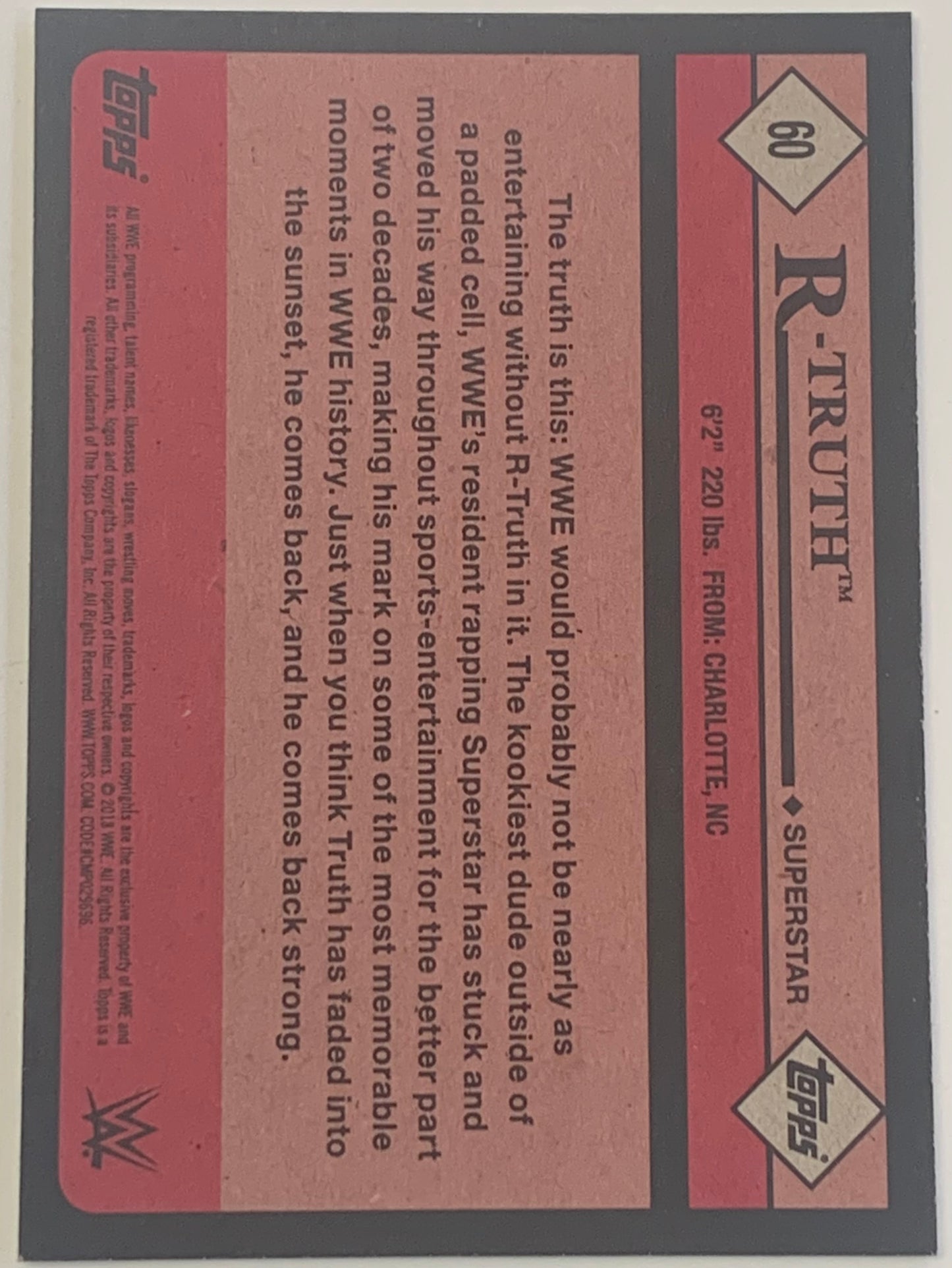 R-Truth 2018 WWE Topps Heritage Card