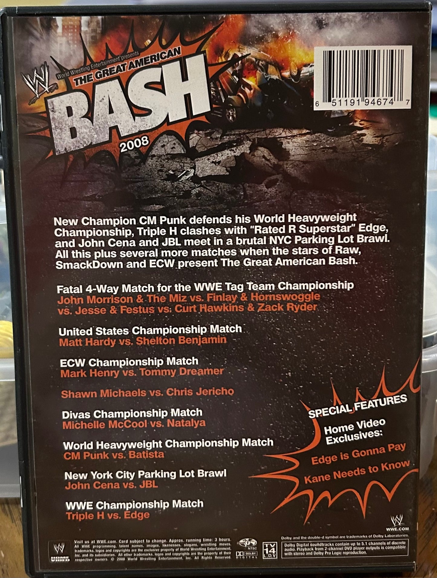 *WWE “Great American Bash 2008” DVD (CM Punk, Cena, Triple H & so much more)