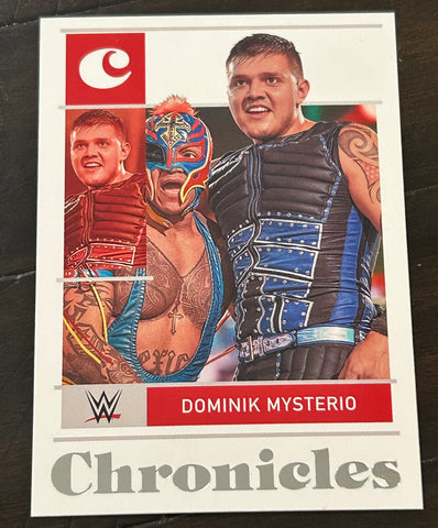 Dominik Mysterio w/Rey Mysterio 2022 WWE Panini Chronicles Card