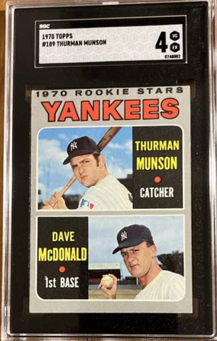 Thurman Munson 1970 Topps ROOKIE Baseball Card Graded SGC 4 YANKEES