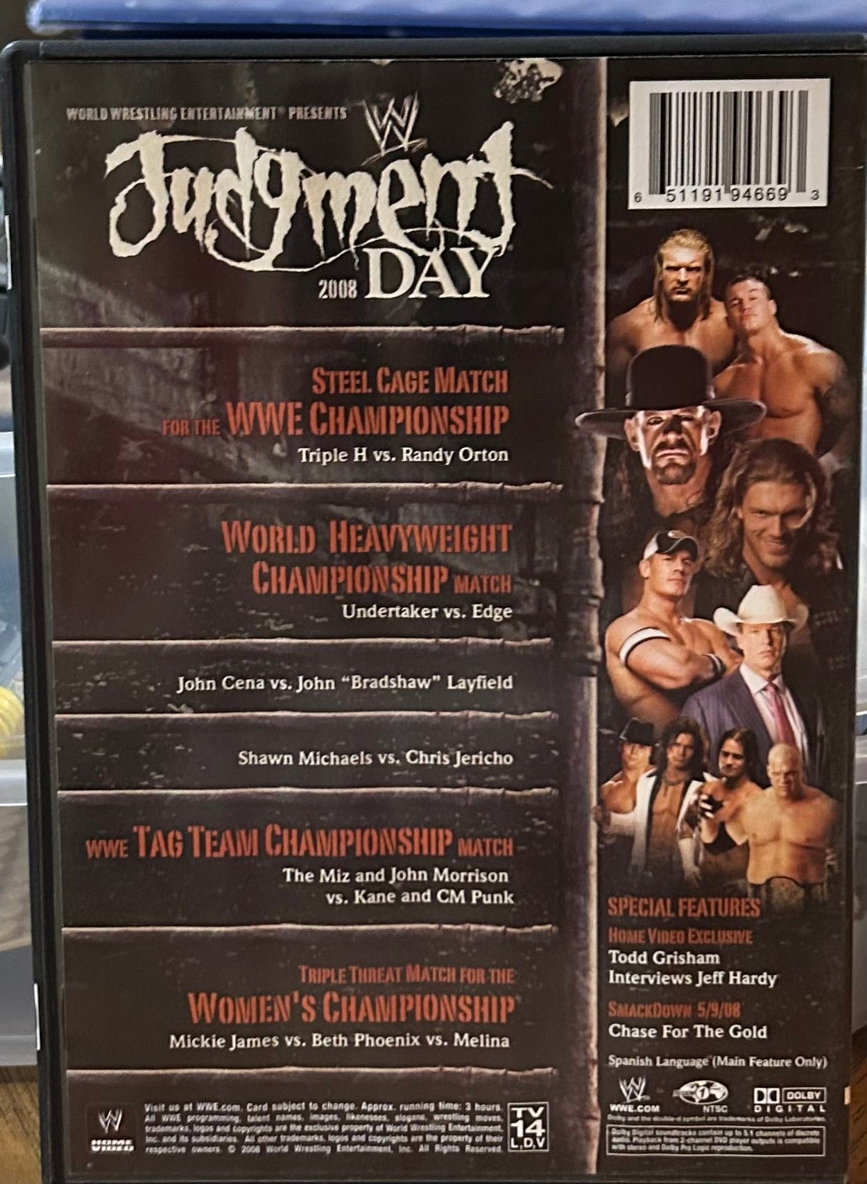*WWE “Judgement Day 2008” DVD (Triple H, Orton, Undertaker & so much more)