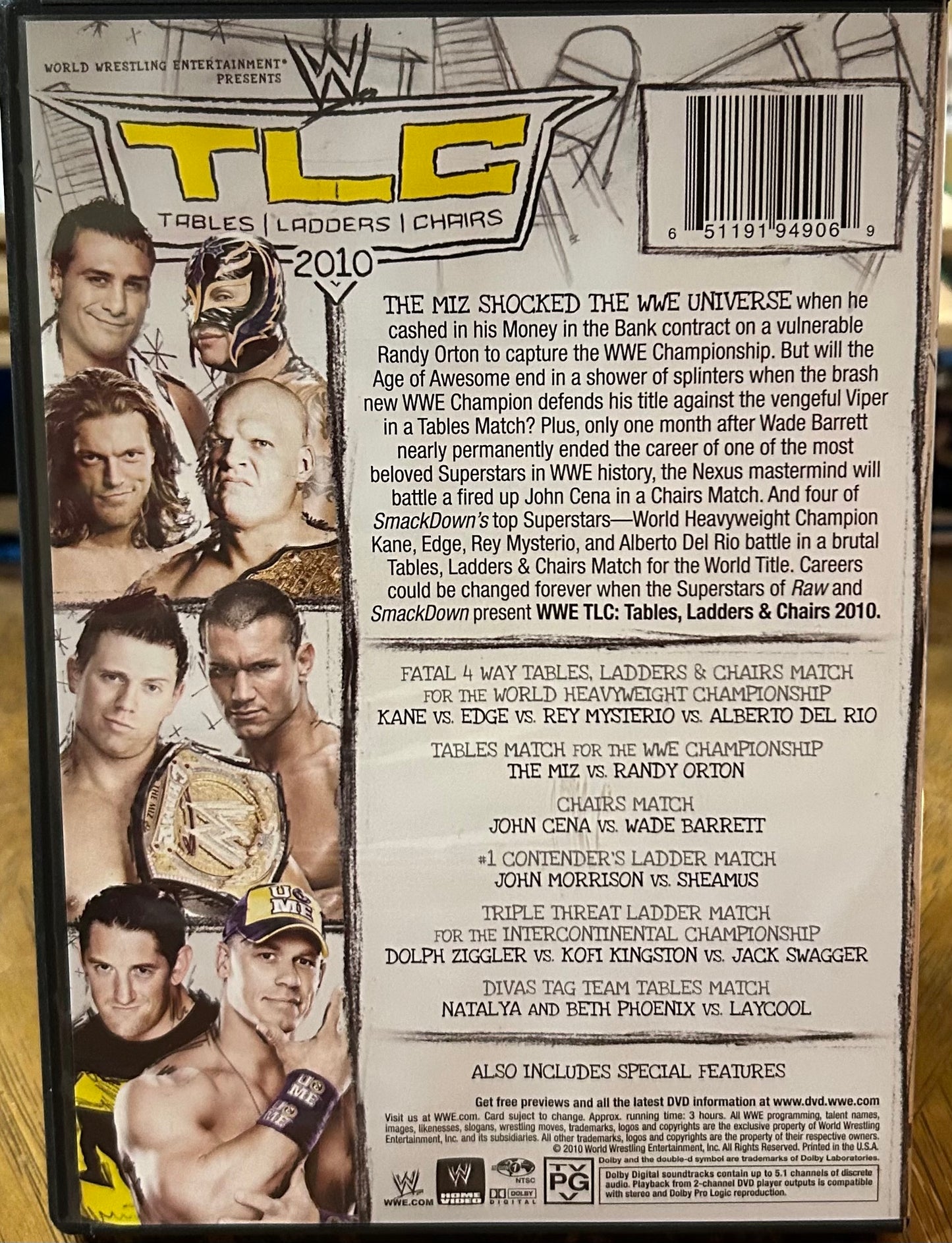 *WWE “TLC Tables, Ladders & Chairs 2010” DVD (Kane, Edge, Randy Orton & so much more)