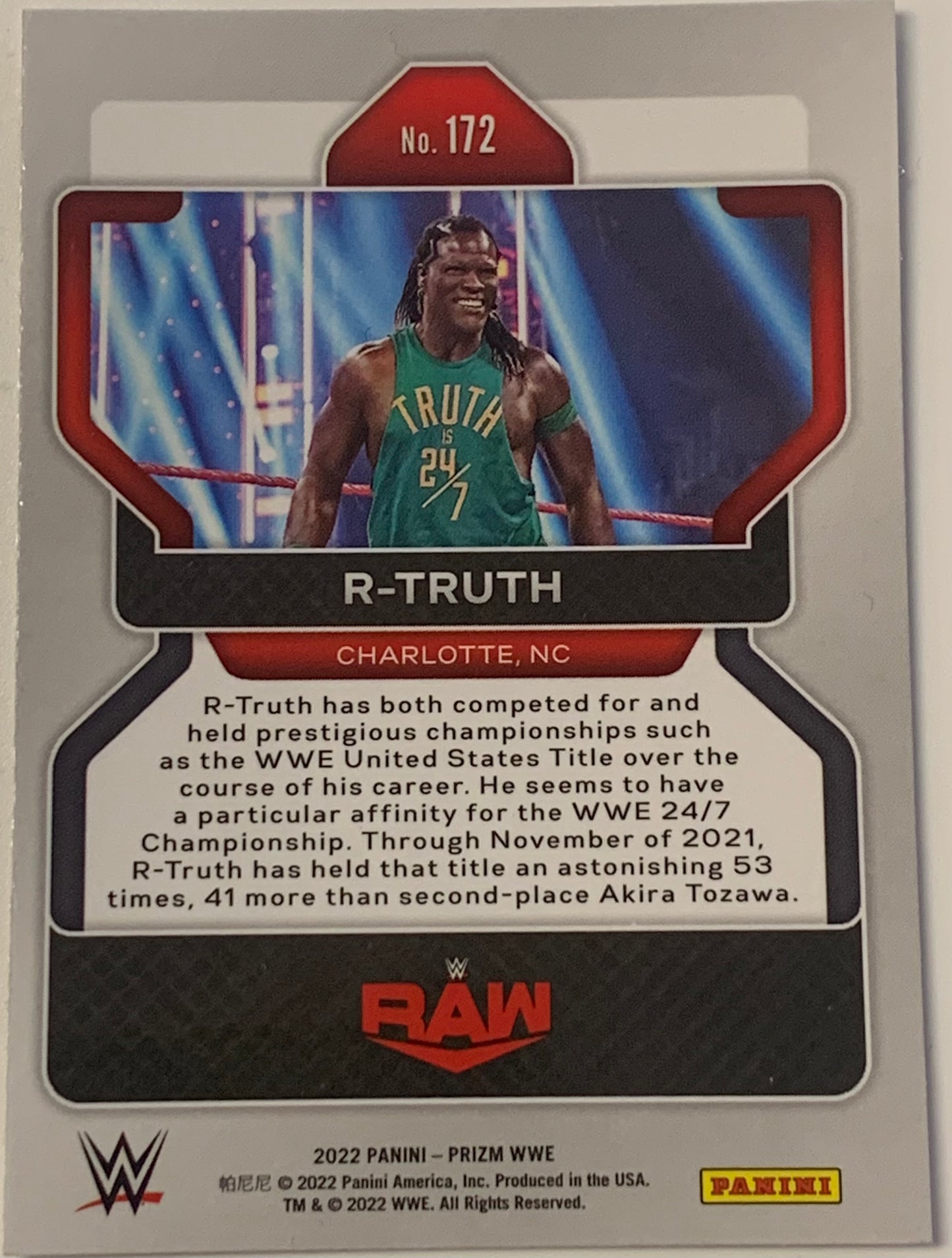 R-Truth 2022 WWE Panini Prizm Card