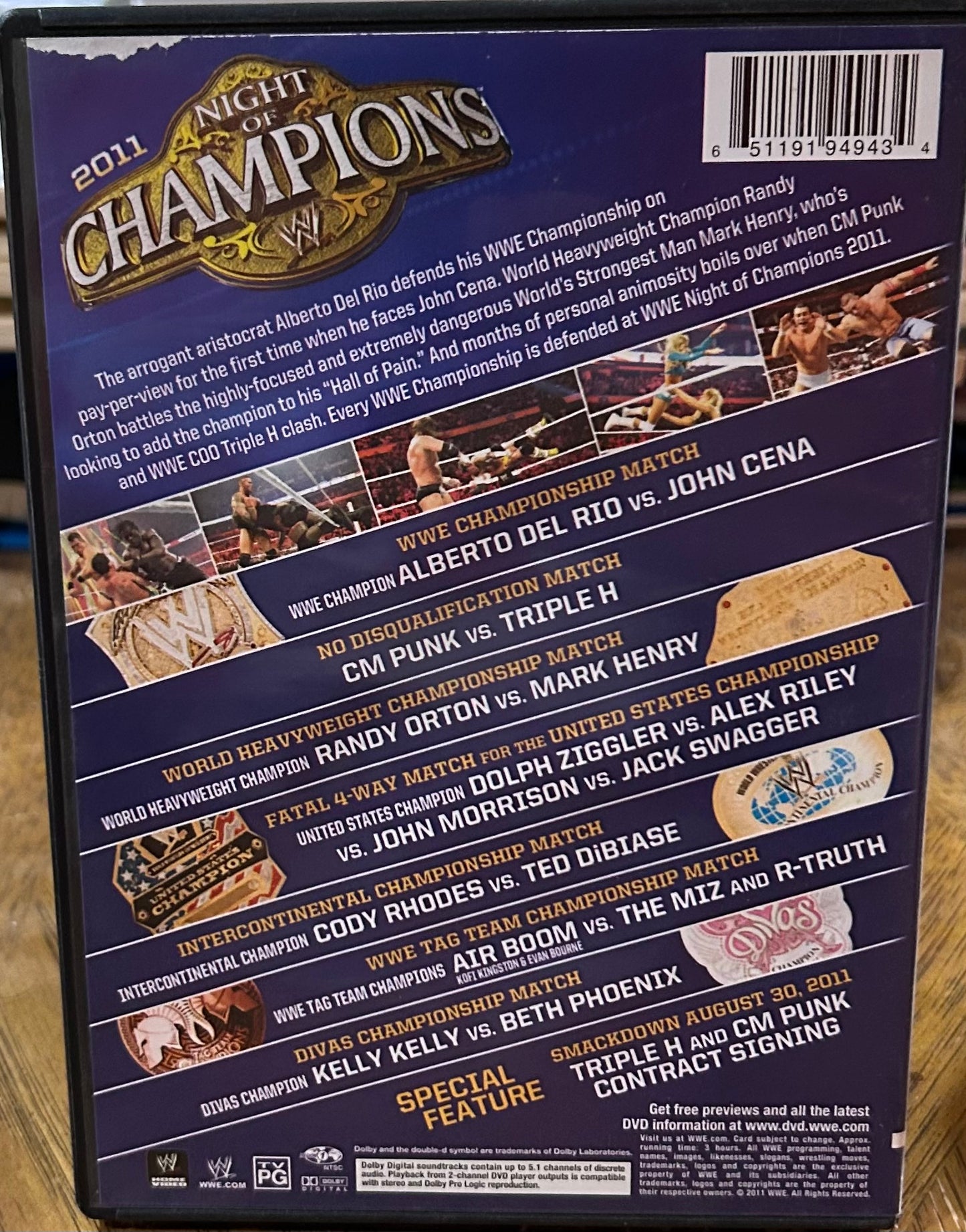 *WWE “Night of Champions 2011” DVD (CM Punk, Triple H, Cody Rhodes & so much more)