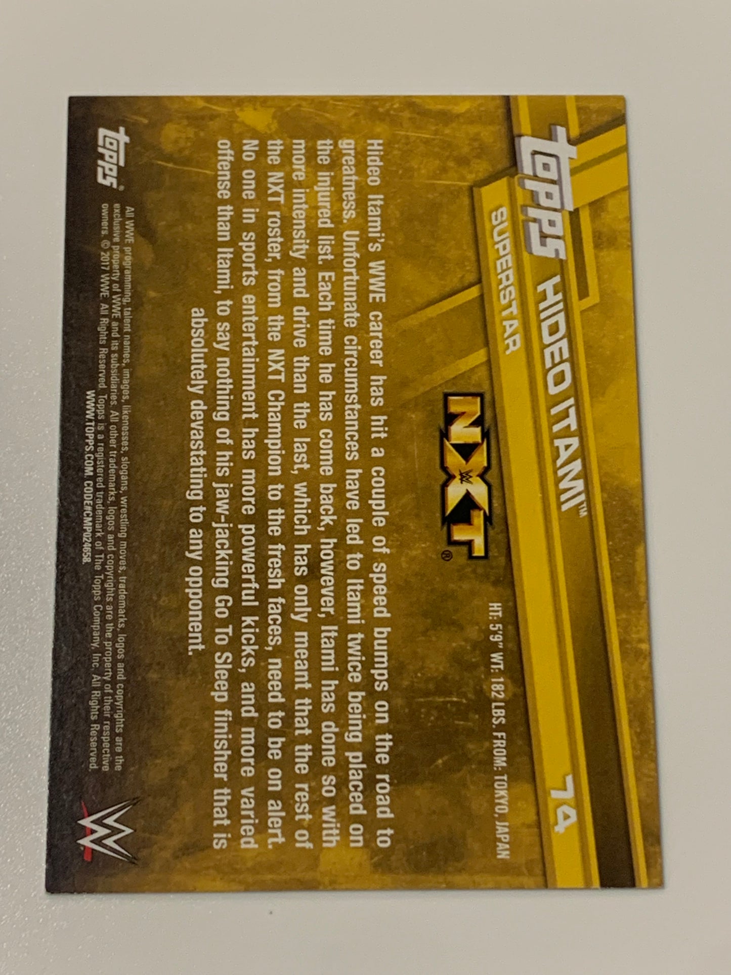 Hideo Itami aka KENTA SIGNED 2017 WWE NXT Card COA