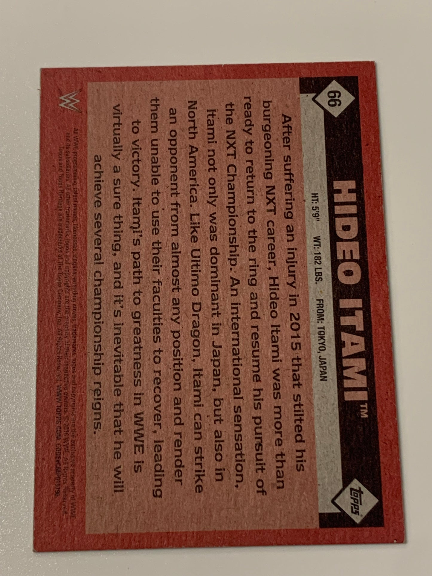 Hideo Itami aka KENTA SIGNED 2016 WWE NXT Topps Card COA