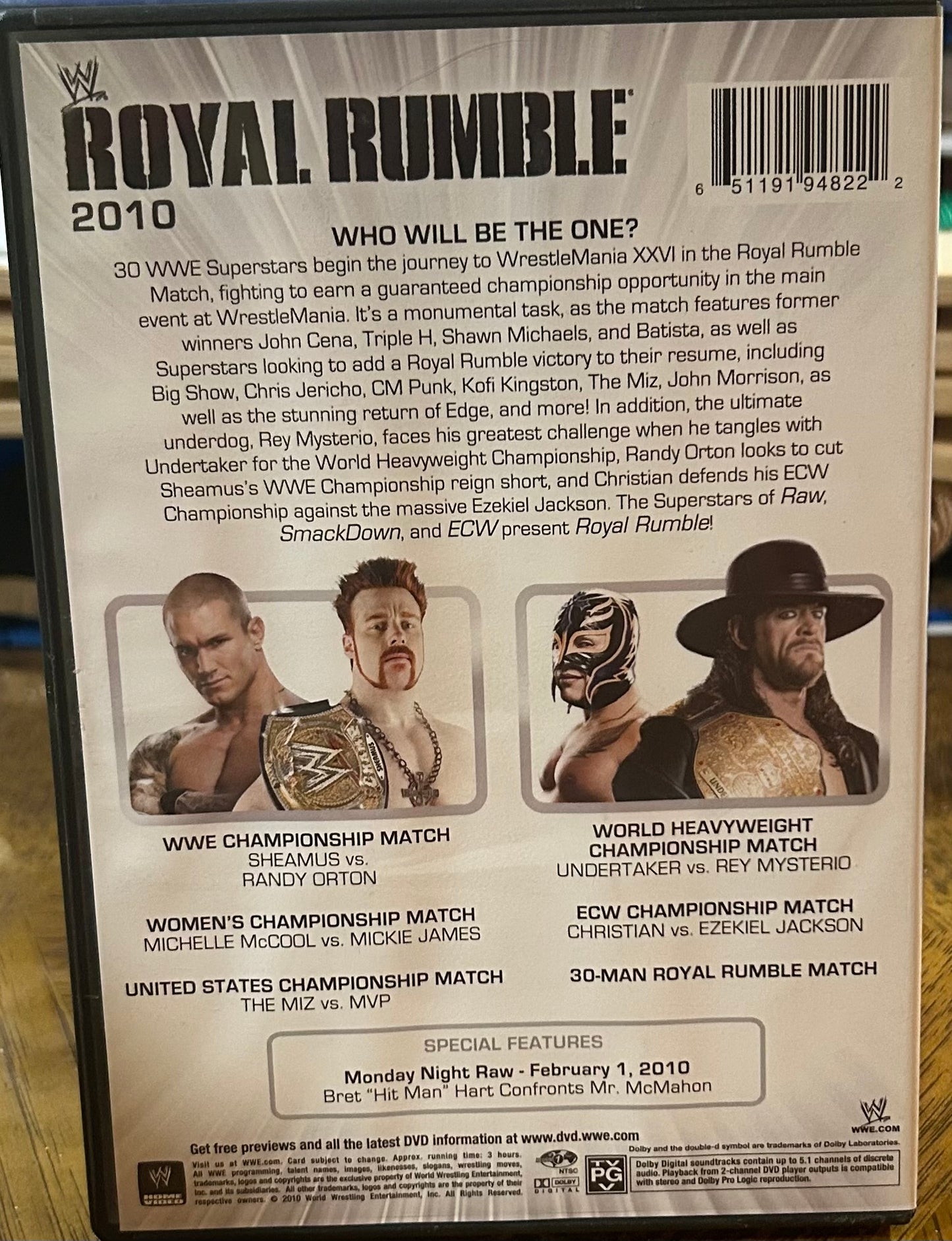 * WWE “Royal Rumble 2010” DVD (Undertaker, Orton, Sheamus, Rey & so much more)