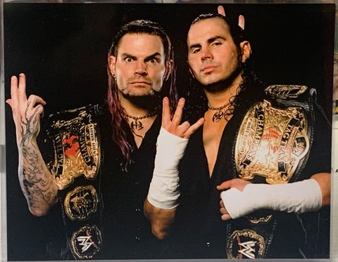 The Hardy Boyz (Matt & Jeff Hardy) 8x10 Color Photo w/Tag Team Championship Belts