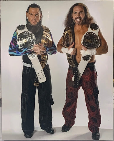 The Hardy Boyz (Matt & Jeff Hardy) 8x10 Color Photo w/Tag Team Championship Belts