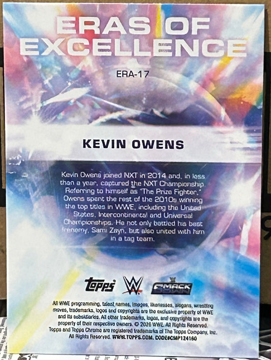 + Kevin Owens 2026 WWE Topps Chrome “Eras of Excellence” Insert Card