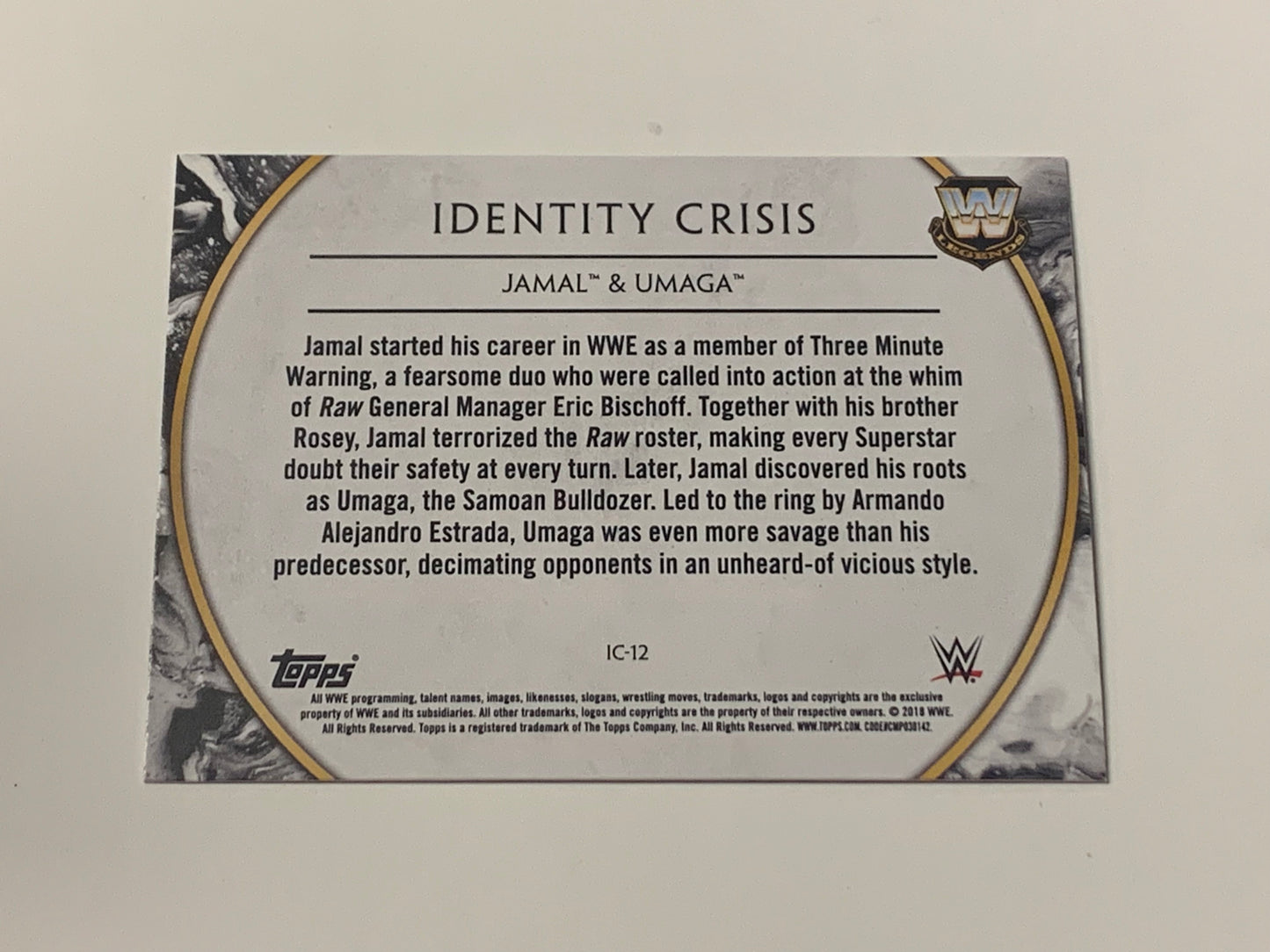 Umaga Jamal 2018 WWE Topps Legends “Identity Crisis” Insert Card