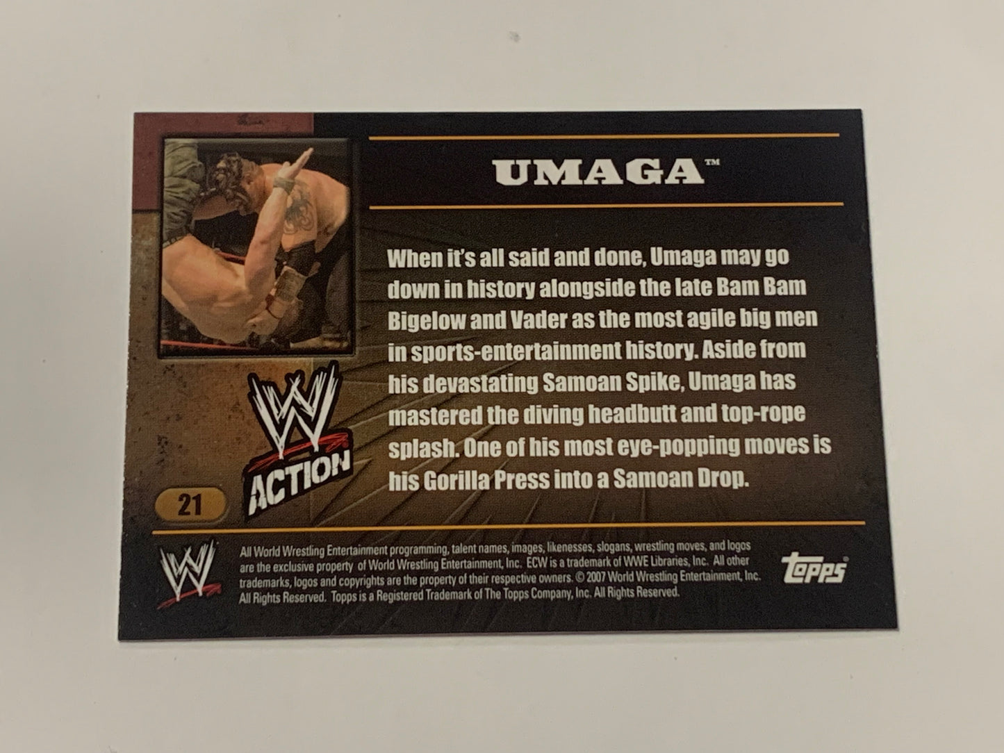 Umaga 2007 WWE Topps Action Card #21