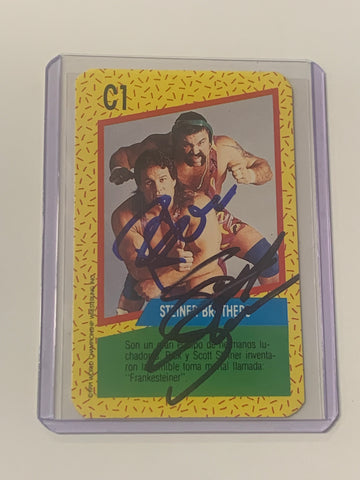 The Steiner Brothers 1991 Cromy SIGNED Wrestling Card