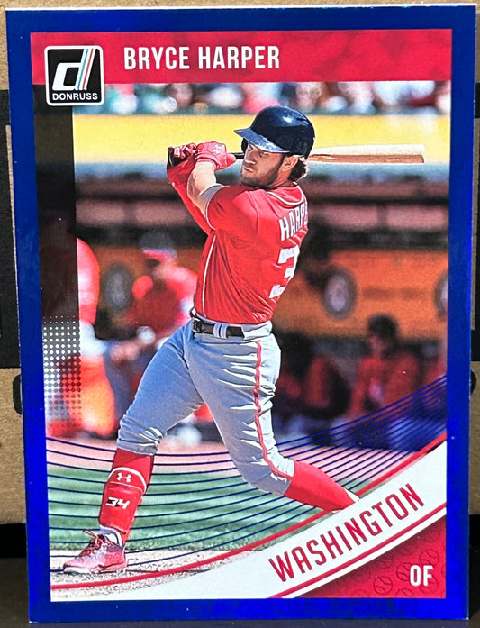 + Bryce Harper 2018 Panini Donruss Blue Holo Card WASHINGTON NATIONALS