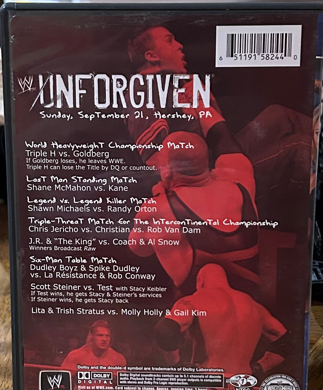 * WWE “Unforgiven 2003” DVD (Triple H, Goldberg, Kane & so much more)