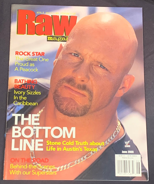 WWE RAW Magazine June 2000 Stone Cold Steve Austin (Double Sided Poster of Ivory)