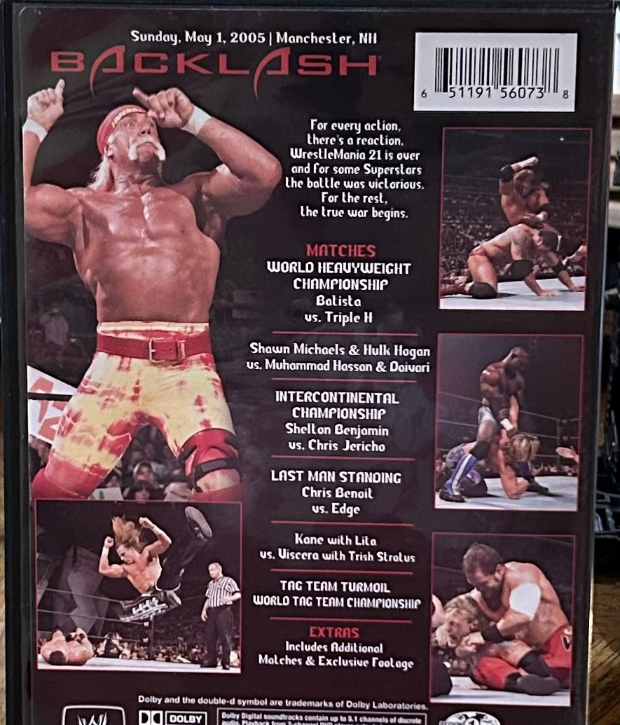 * WWE “Backlash 2005” DVD (Hulk Hogan, Triple H, Batista & so much more)
