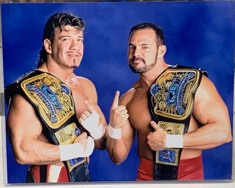 Eddie & Chavo Guerrero Classic WWE 8x10 Color Photo with Tag Team Belts