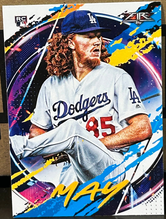 + Dustin May 2020 Topps Fire ROOKIE Card DODGERS