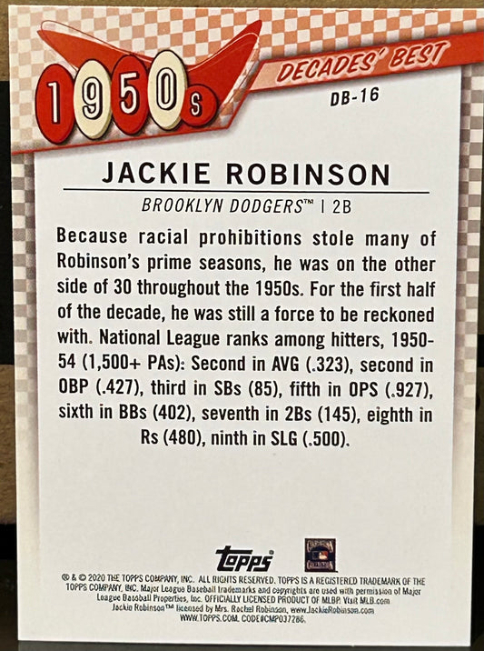 + Jackie Robinson 2020 Topps “Decades Best” Insert Card BROOKLYN DODGERS