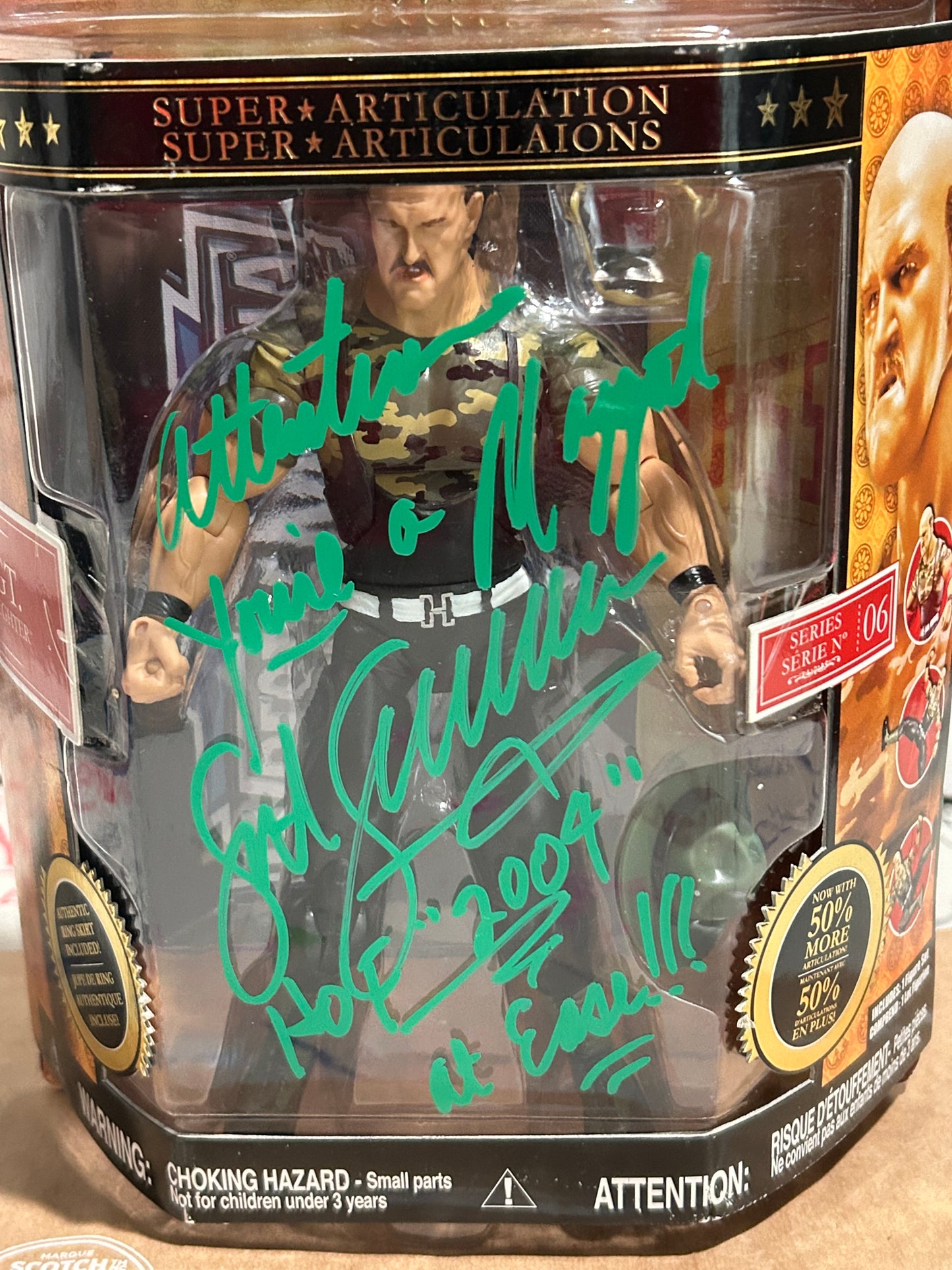 Sgt Slaughter SIGNED & Inscribed WWE Jakks Classic Superstars Classic Superstars Deluxe Action Figure (Beckett COA)