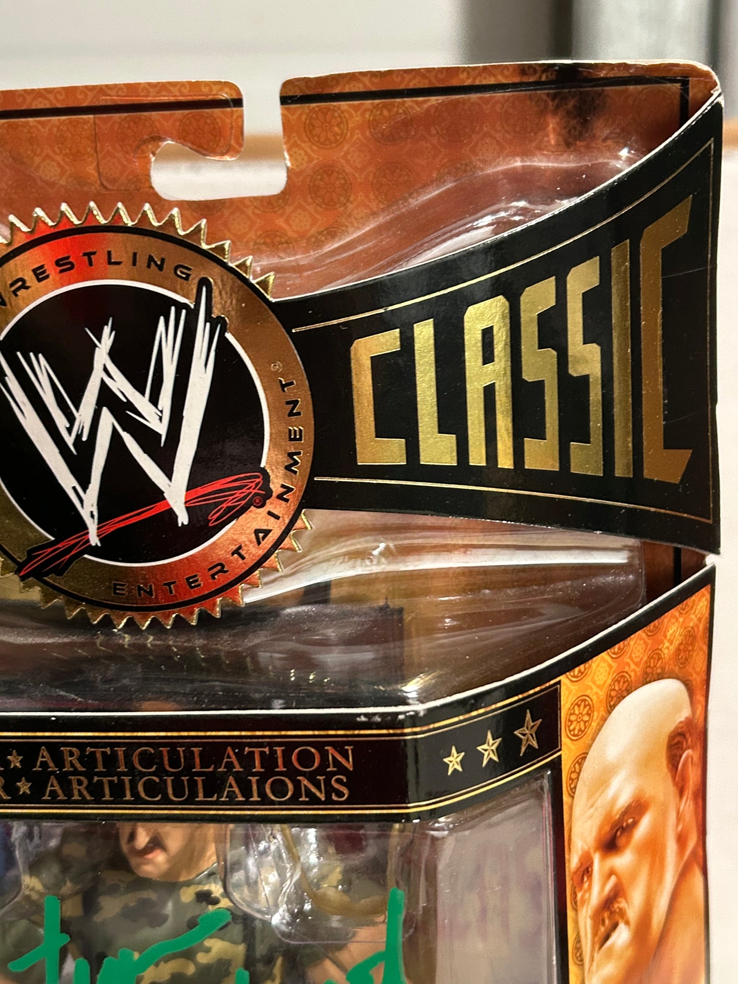 Sgt Slaughter SIGNED & Inscribed WWE Jakks Classic Superstars Classic Superstars Deluxe Action Figure (Beckett COA)