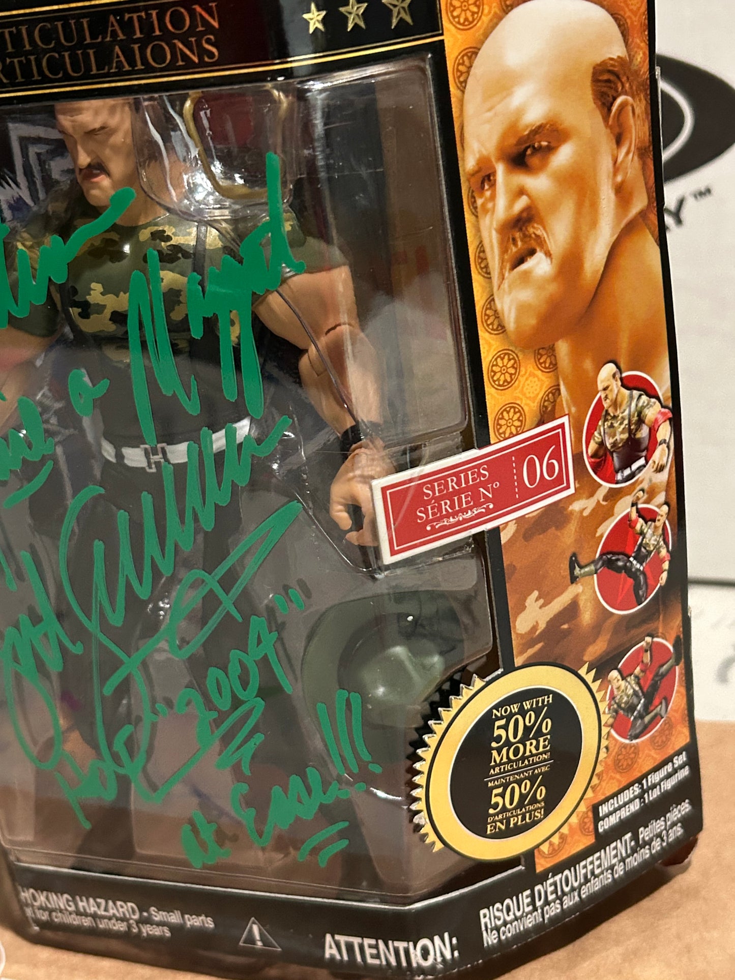 Sgt Slaughter SIGNED & Inscribed WWE Jakks Classic Superstars Classic Superstars Deluxe Action Figure (Beckett COA)