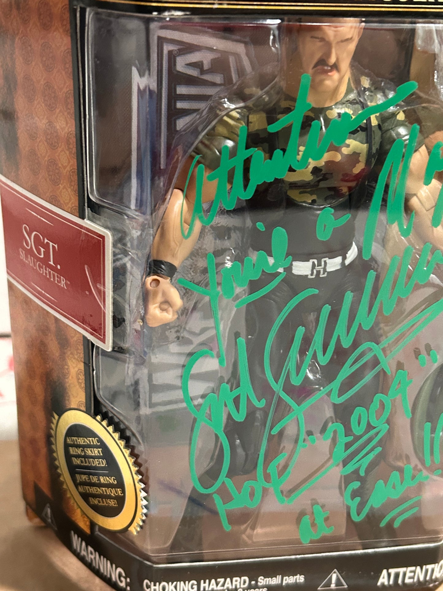 Sgt Slaughter SIGNED & Inscribed WWE Jakks Classic Superstars Classic Superstars Deluxe Action Figure (Beckett COA)