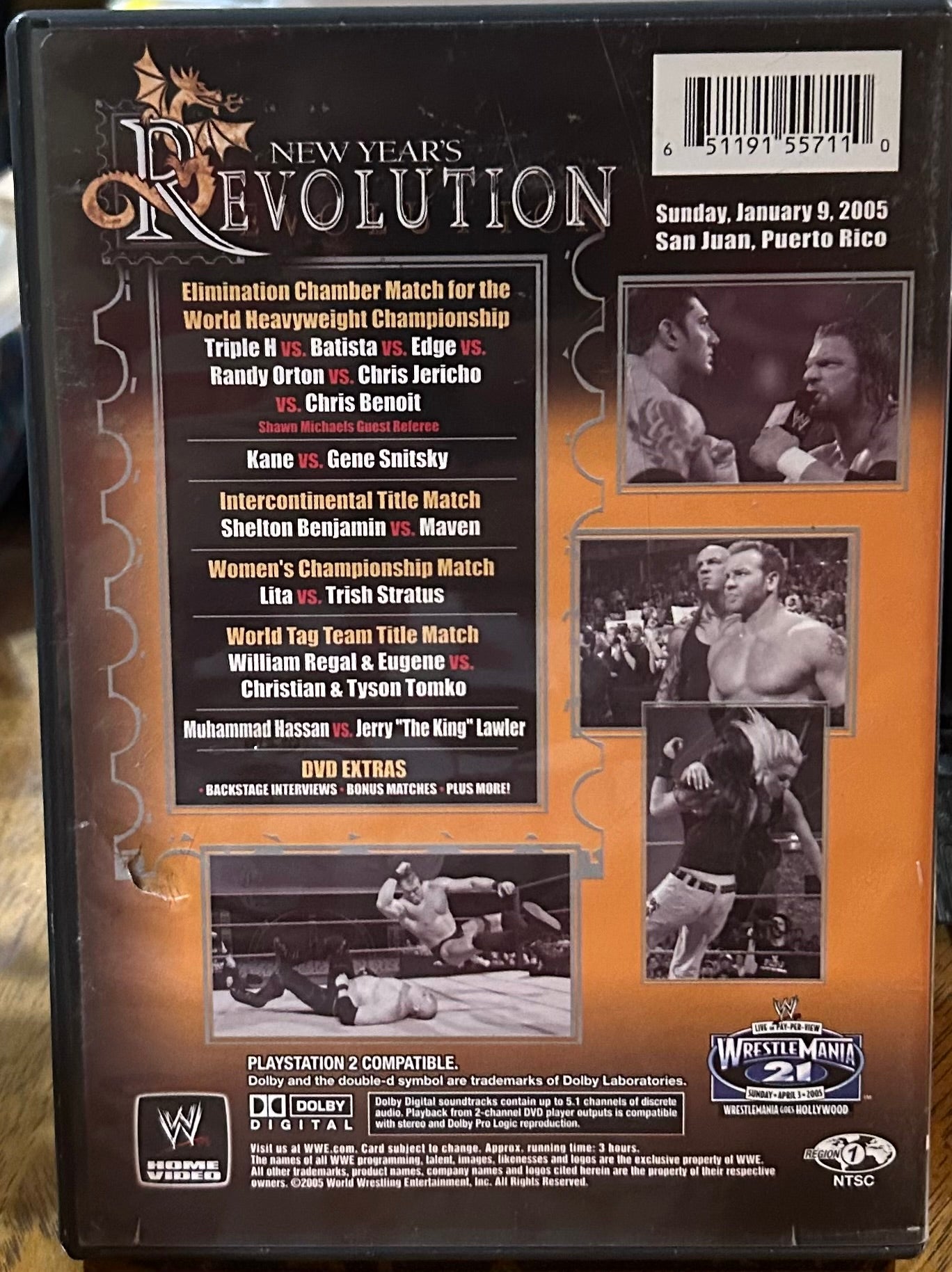 * WWE “New Year’s Revolution 2005” DVD (Benoit, Triple H, Edge & so much more)