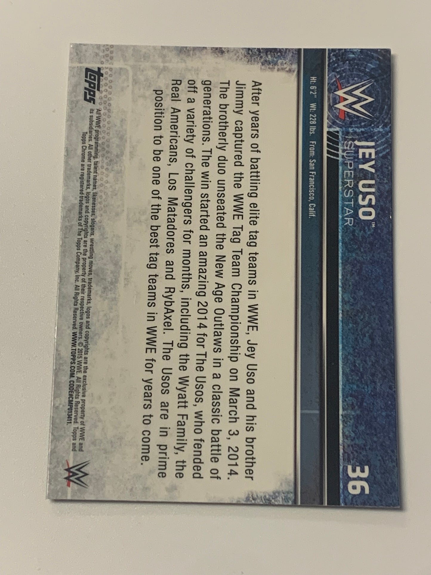 Jey Uso 2015 WWE Topps Chrome Refractor #36